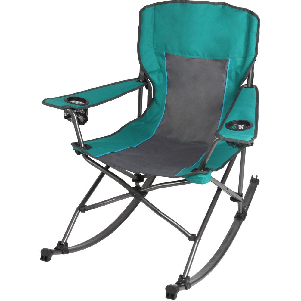 Ozark Trail Foldable Comfort Camping Rocking Chair, Green, 300 Lbs Capacity, Adult