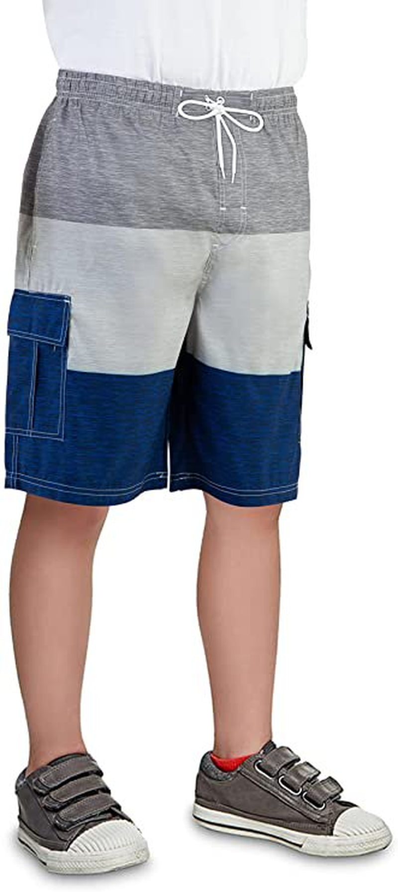 North 15 Big Boy'S Quick Dry Beach Swim Trunks Shorts with Cargo Pokcets-5104B-Blk/Red-14-16