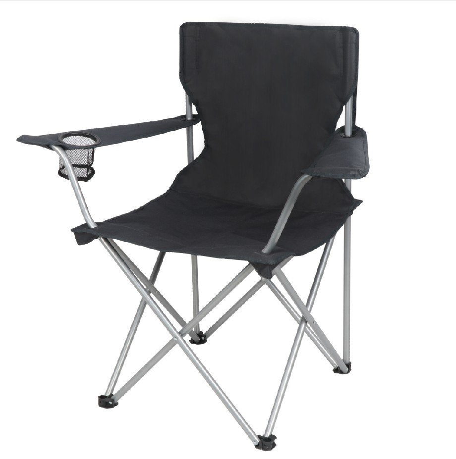 Ozark Trail Basic Quad Folding Camp Chair with Cup Holder, Blue, Adult Use