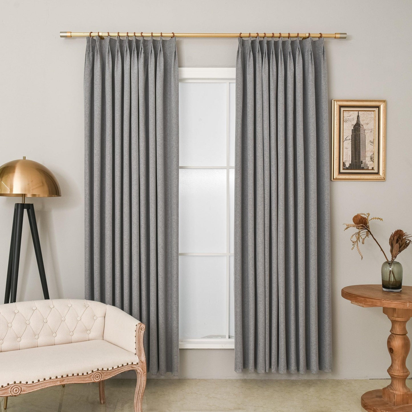 100% Total Blackout Curtain Linen Textured, Customize Size/Head, 1 Panel