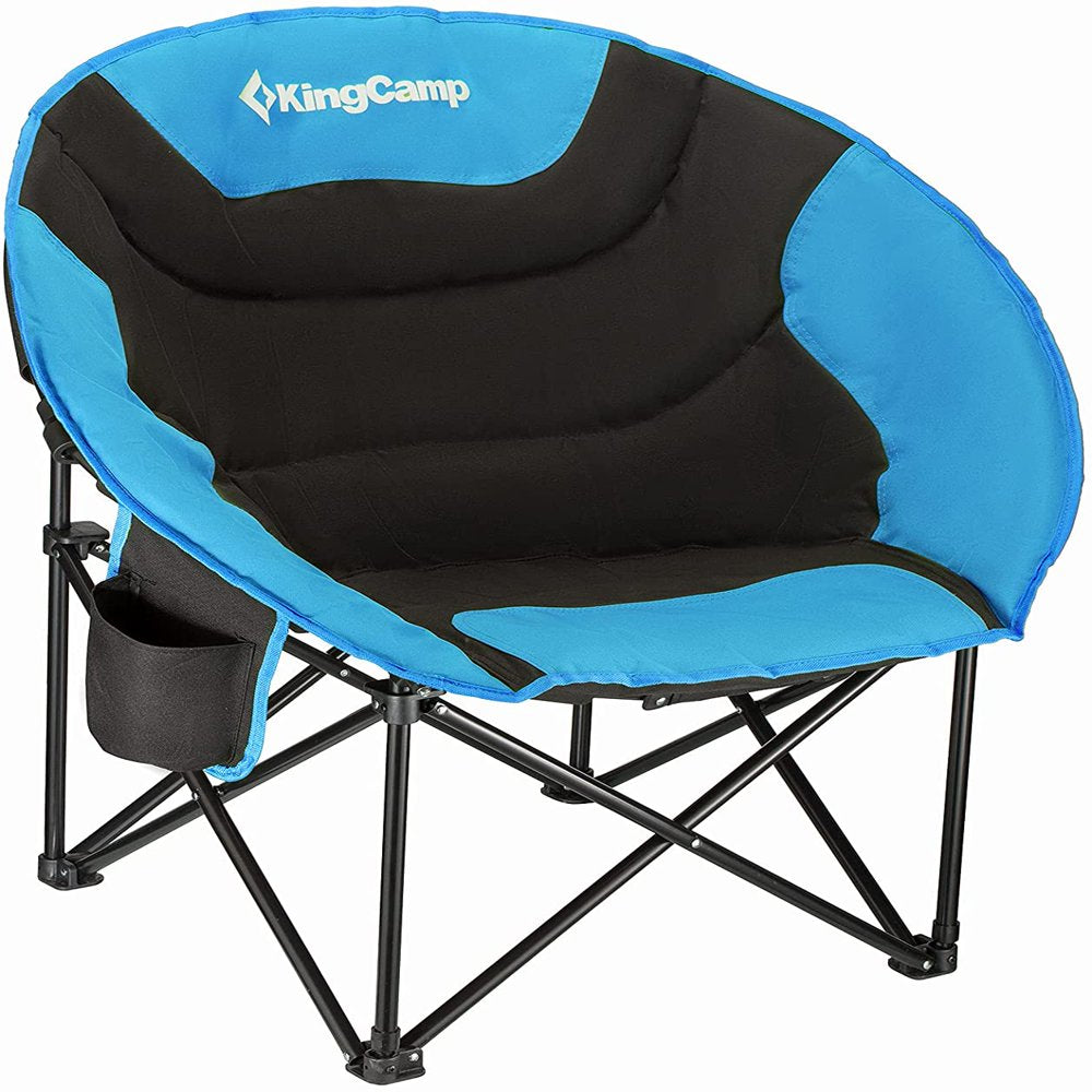 Kingcamp Folding Camping Saucer Chairs Oversized Moon round Sports Outdoor Chairs with Cup Holder for Adults Green
