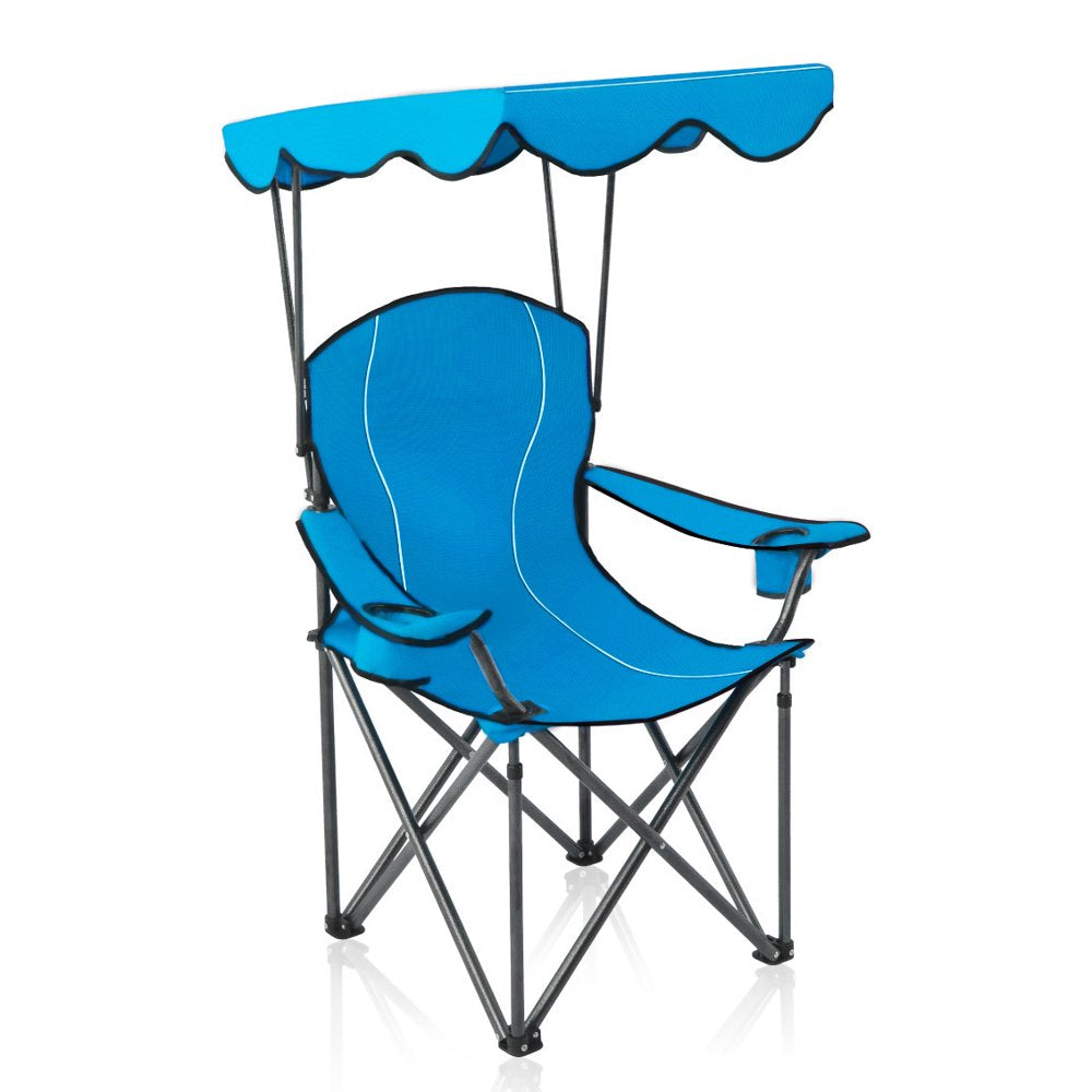 Alpha Camp Folding Canopy Chair Beach Camping Chair with Cup Holder and Storage Bag Suitable for Outdoor Camping Fish, Blue