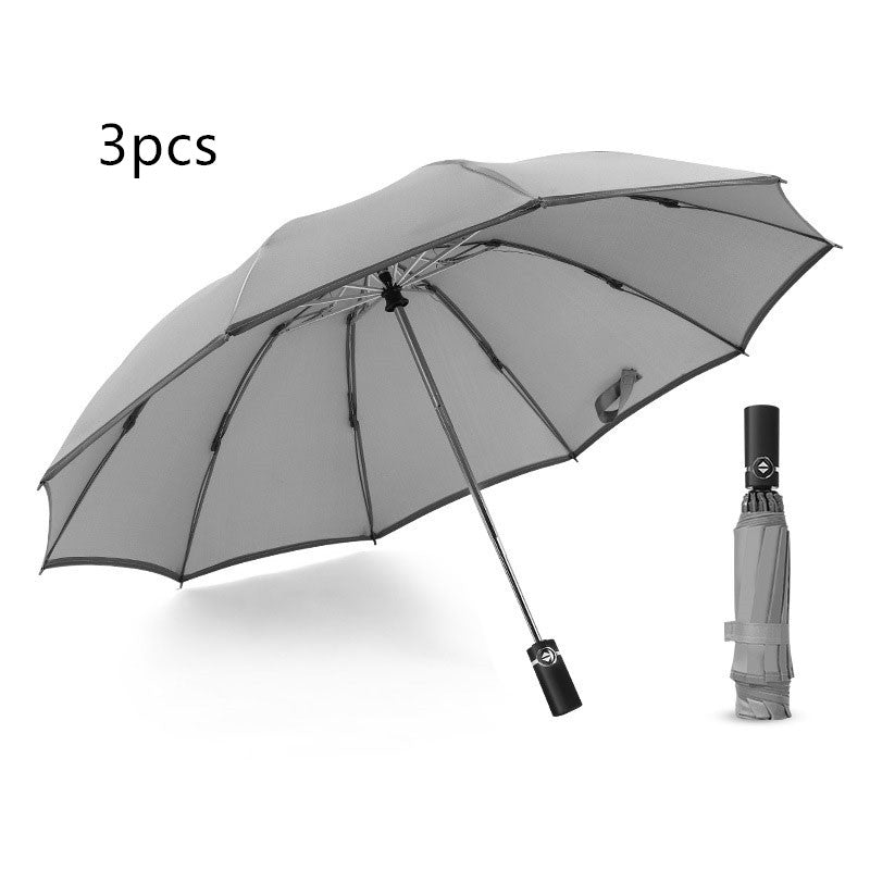 Inverted Umbrella Travel Portable Windproof Folding Umbrella,10Ribs Auto  Close Umbrella,Reflective Stripes For Night Safety - Blue Force Sports