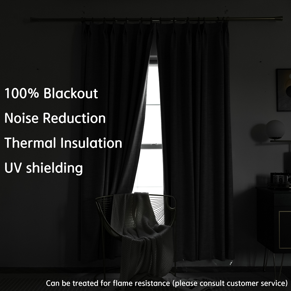 100% Total Blackout Curtain Scottish Linen Textured, Customize Size/Head, 1 Panel