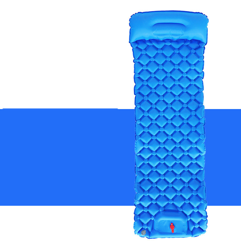 Outdoor Sleeping Pad Camping Inflatable Mattress With Pillows Travel Mat Folding Bed Ultralight Air Cushion Hiking Trekking - Blue Force Sports