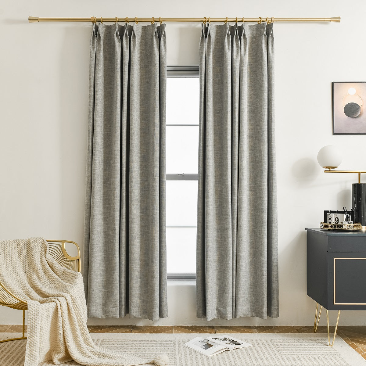 100% Total Blackout Curtain Scottish Linen Textured, Customize Size/Head, 1 Panel