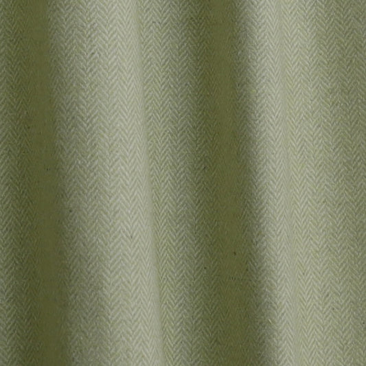 Green Chevron Wool Curtains with Leather Tabs