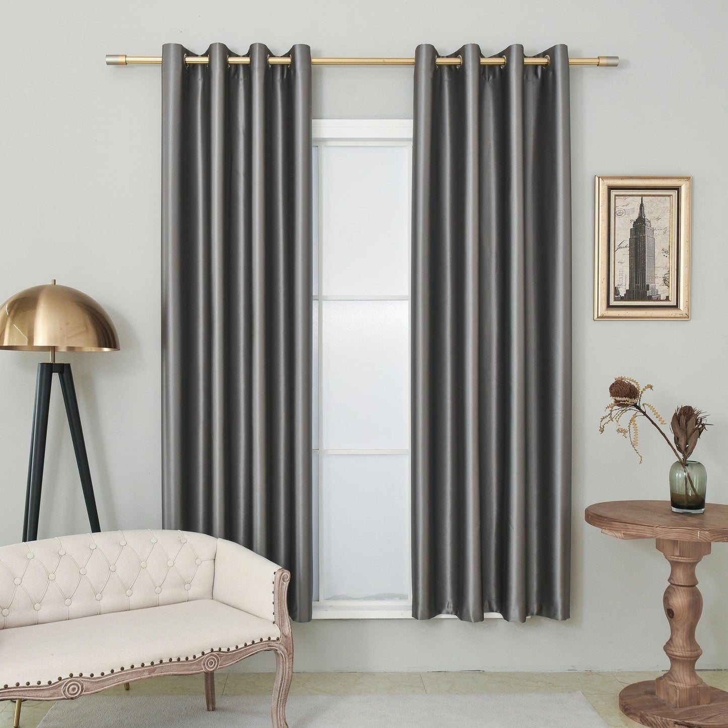 Silk Style 90% Blackout Curtain, Customize Size/Head, 1 Panel