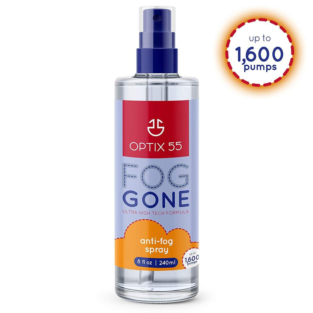 Optix 55 Anti-Fog Spray for Non - anti Reflective Lenses | Great on Mirrors, Eyewear Lenses, Glasses, Swim Goggles, Ski Masks, Binoculars & Scopes | Streak Free, Long Lasting Solution | (8 Oz)