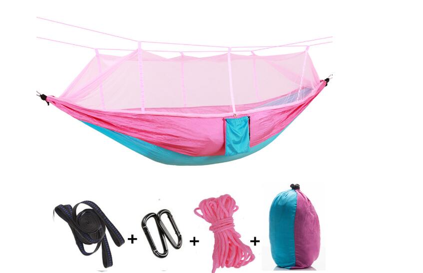 Outdoor Parachute Cloth Hammock Couble with Mosquito Net Light Portable Army Green Insect-proof Camping Aerial Tent - Blue Force Sports