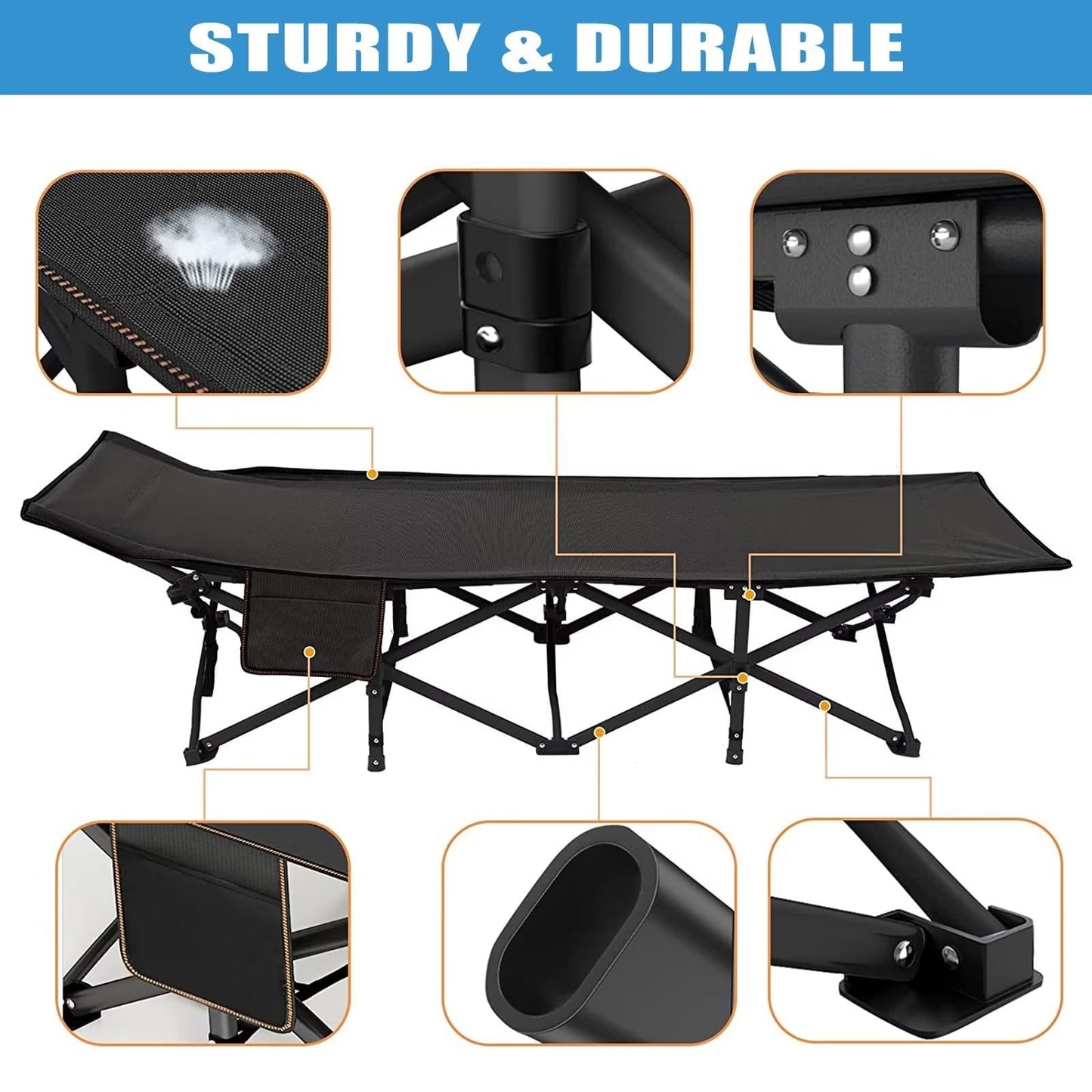 MOPHOTO 2 Pack Oversized 78'*32' Portable Folding Bed for Adults, Heavy Duty Outdoor Camping Cot with Mattress, Rollaway Guest Bed Sleeping Cot with Carry Bag