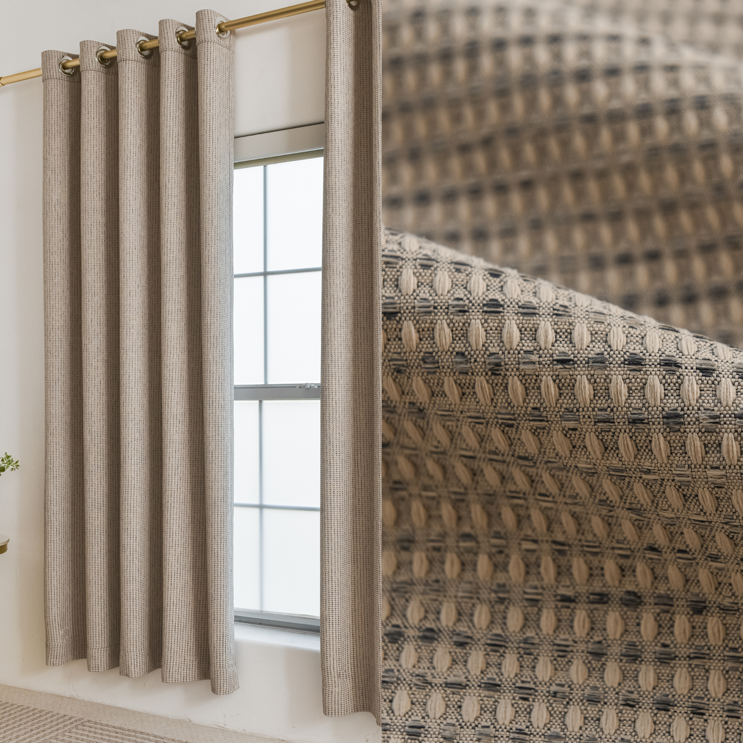 Nature Weave Curtain 60% Blackout Curtain, Customize Size/Head, 1 Panel