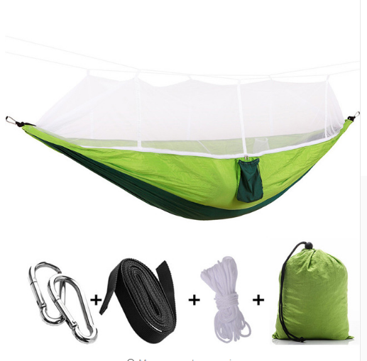 Outdoor Parachute Cloth Hammock Couble with Mosquito Net Light Portable Army Green Insect-proof Camping Aerial Tent - Blue Force Sports