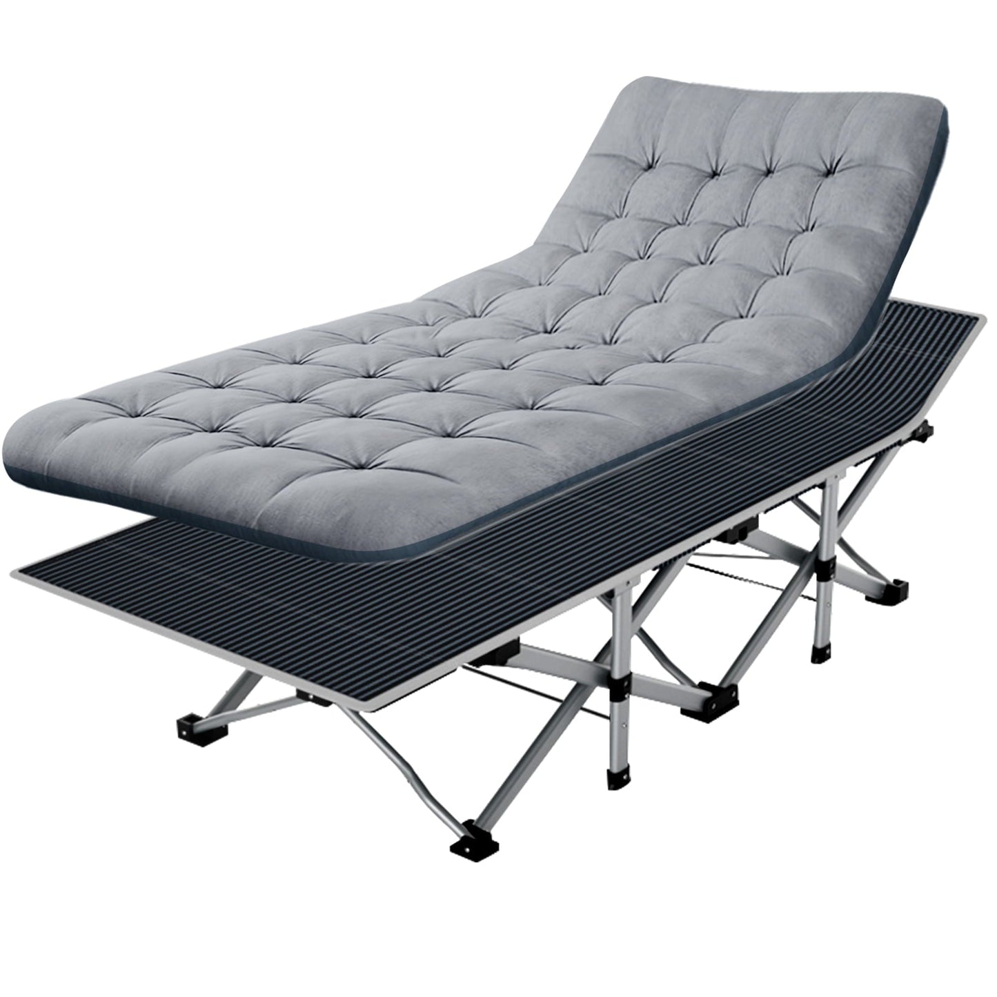 Lilypelle Folding Camping Cot with Thick Mattress, Double Layer Oxford Strong Heavy Duty Sleeping Cots with Carry Bag, Portable Travel Camp Cots for Home/Office Nap and Beach Vacation