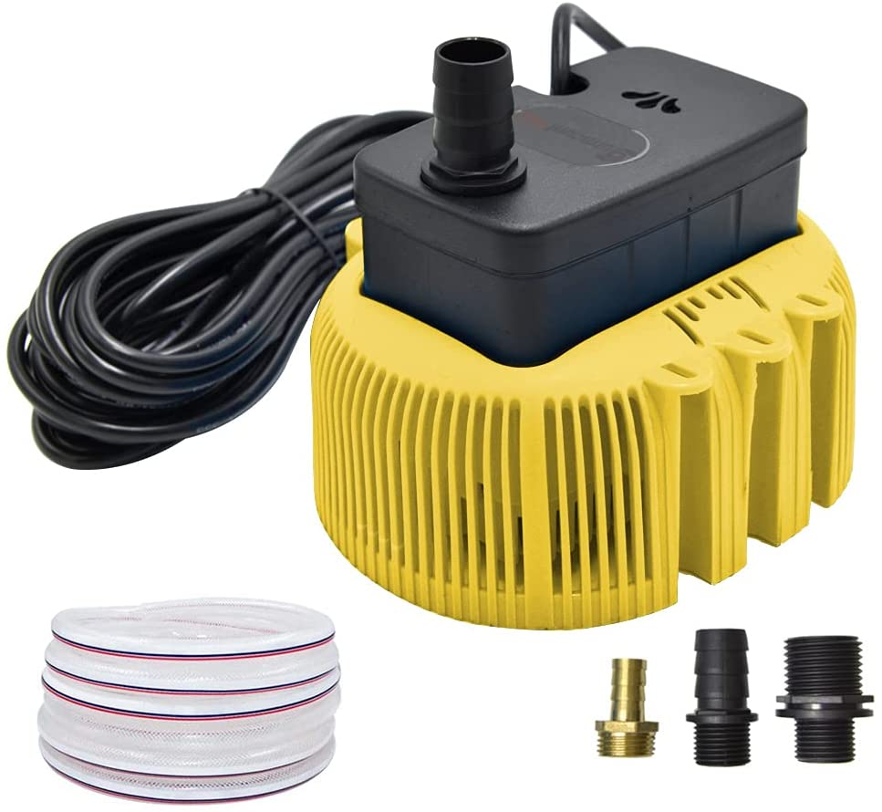 Pool Cover Pump above Ground Sump Pumps Water Pump 850GPH Swimming Water Removal Pumps with 3 Adapters 16Ft Drainage Hose (Orange)