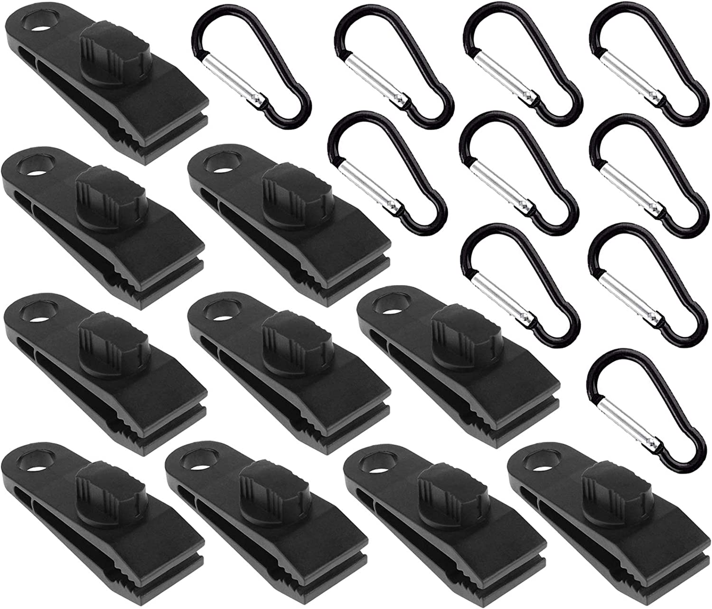 MLOLM Tarp Clips with Carabiner,10 Heavy Duty Lock Grip Thumb Screw Camp Tent Clamp Clip for Awnings, Outdoor Camping, Caravan Canopies, Car Covers, Swimming Pool Covers