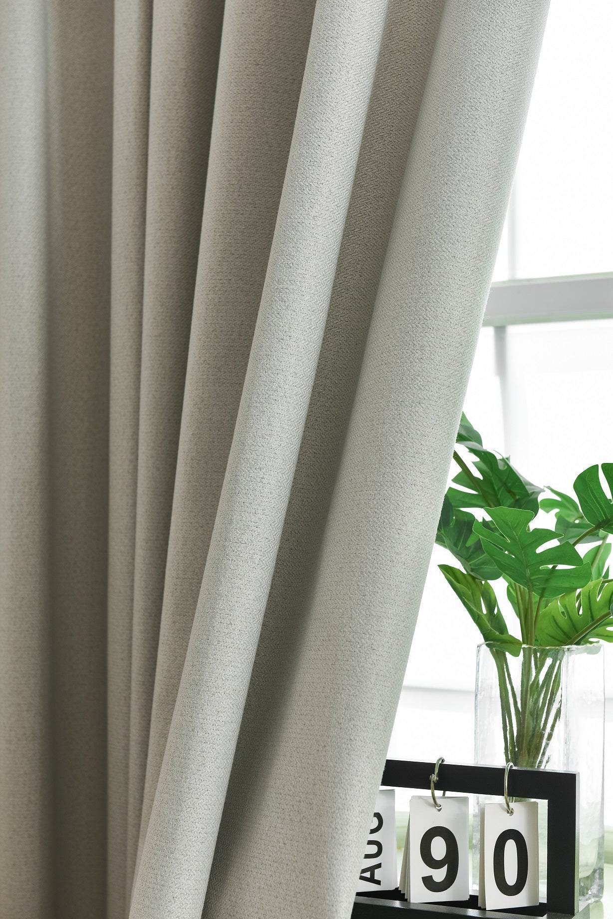 100% Total Blackout Curtain Subtle Herringbone Textured, Customize Size/Head, 1 Panel