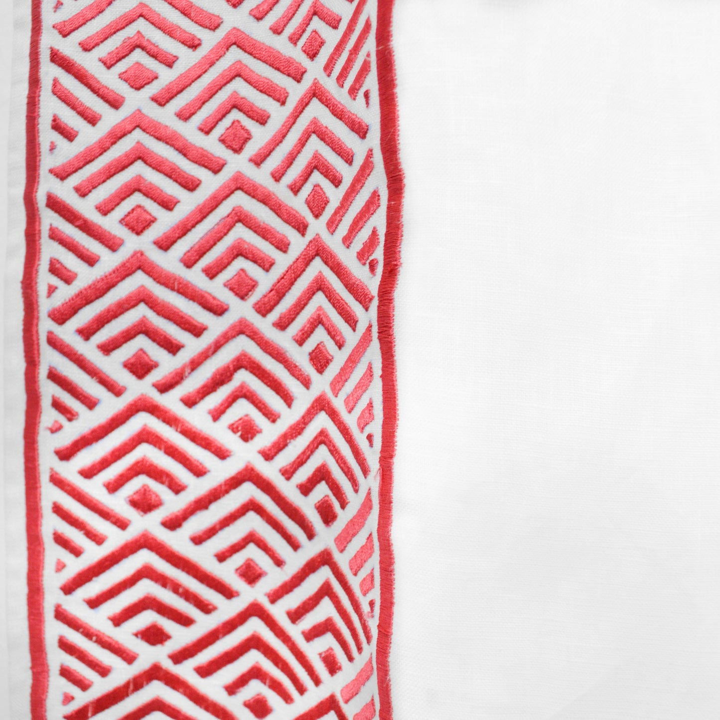 Green Chevron Wool Curtains with Leather Tabs