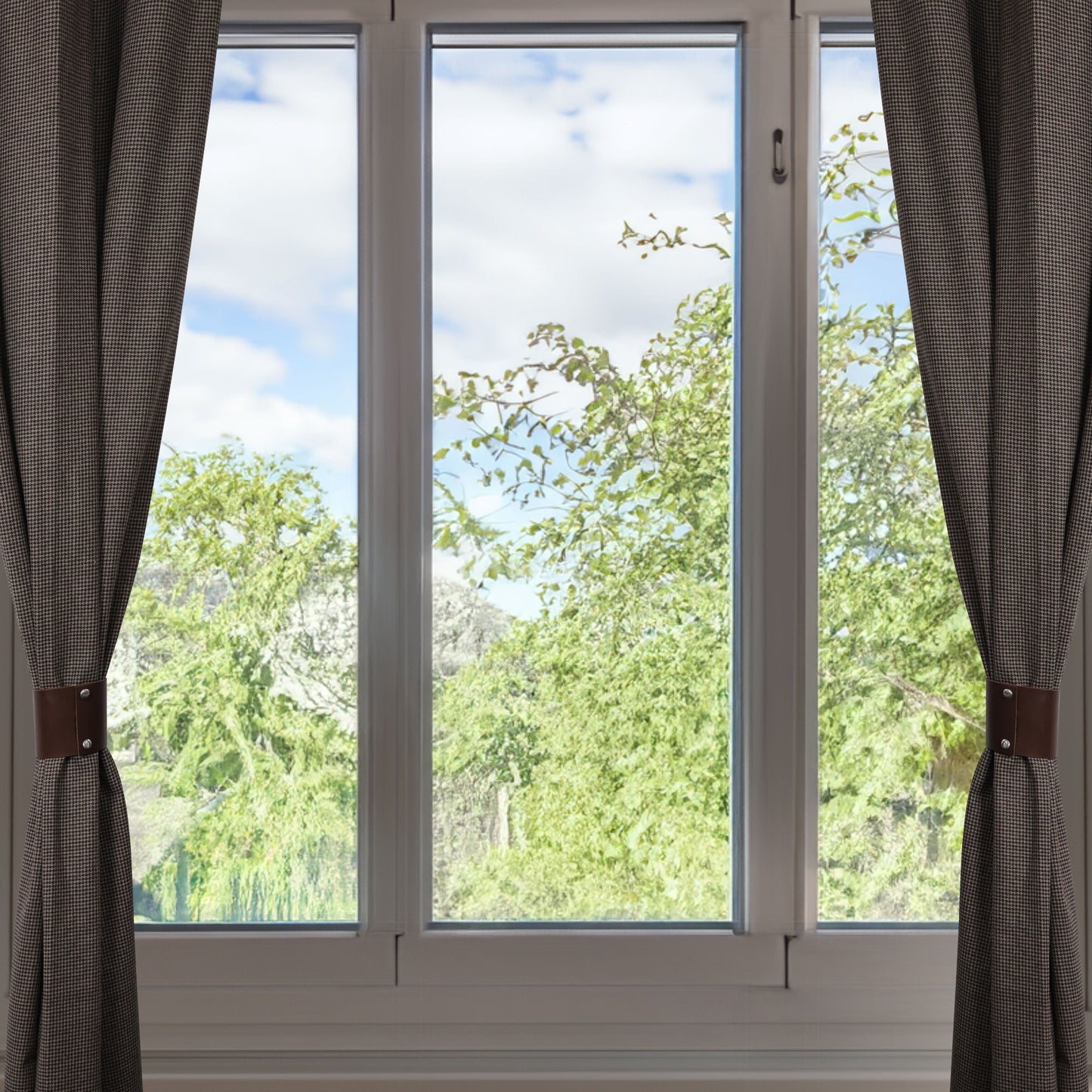 Brown Houndstooth Wool Curtain