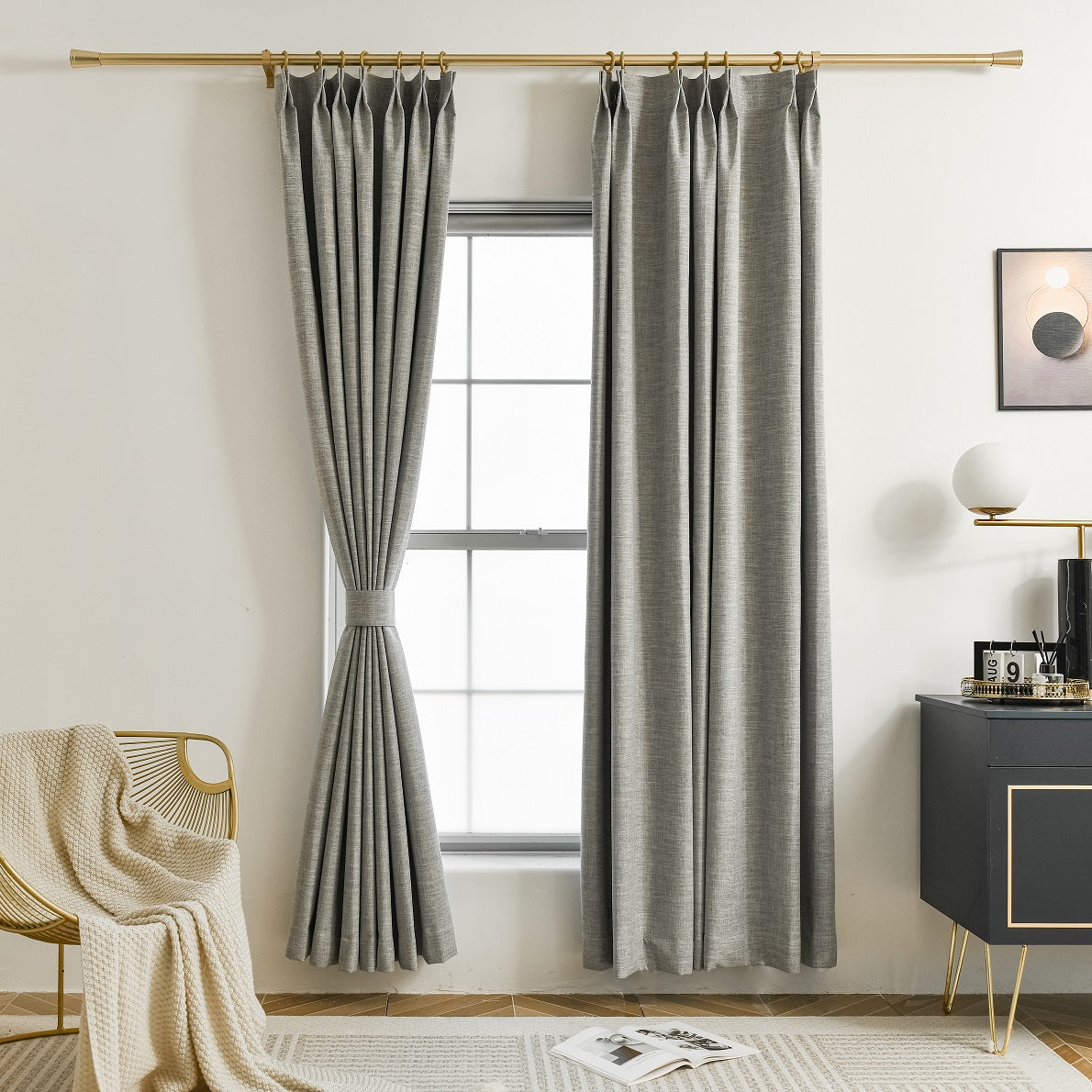 100% Total Blackout Curtain Scottish Linen Textured, Customize Size/Head, 1 Panel