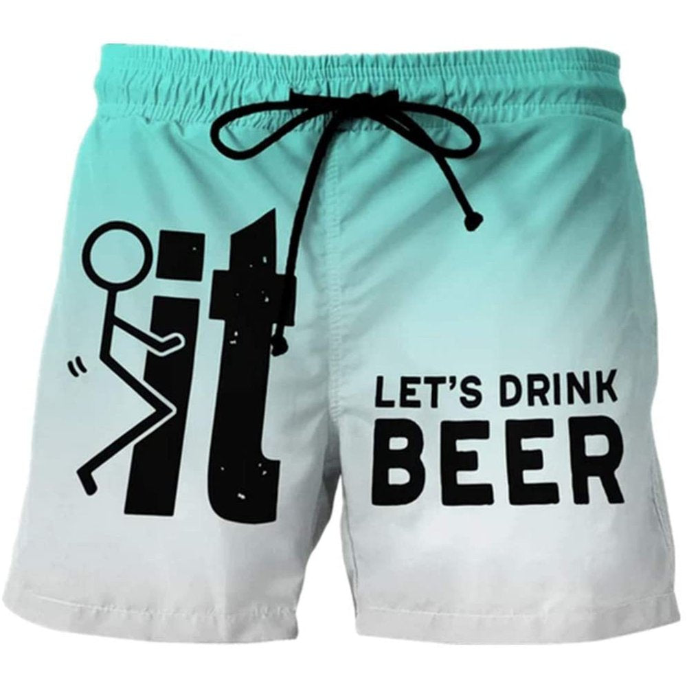 ICQOVD Men'S Slim Swim Shorts Print Pockets Quick Dry Swimsuit Sports Swim Trunks