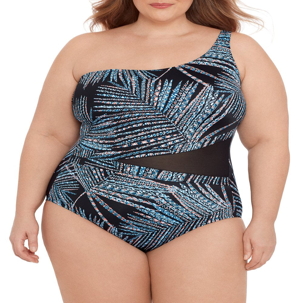 Embrace Your Curves Women'S and plus Quinn One Piece One Shoulder Swimsuit.