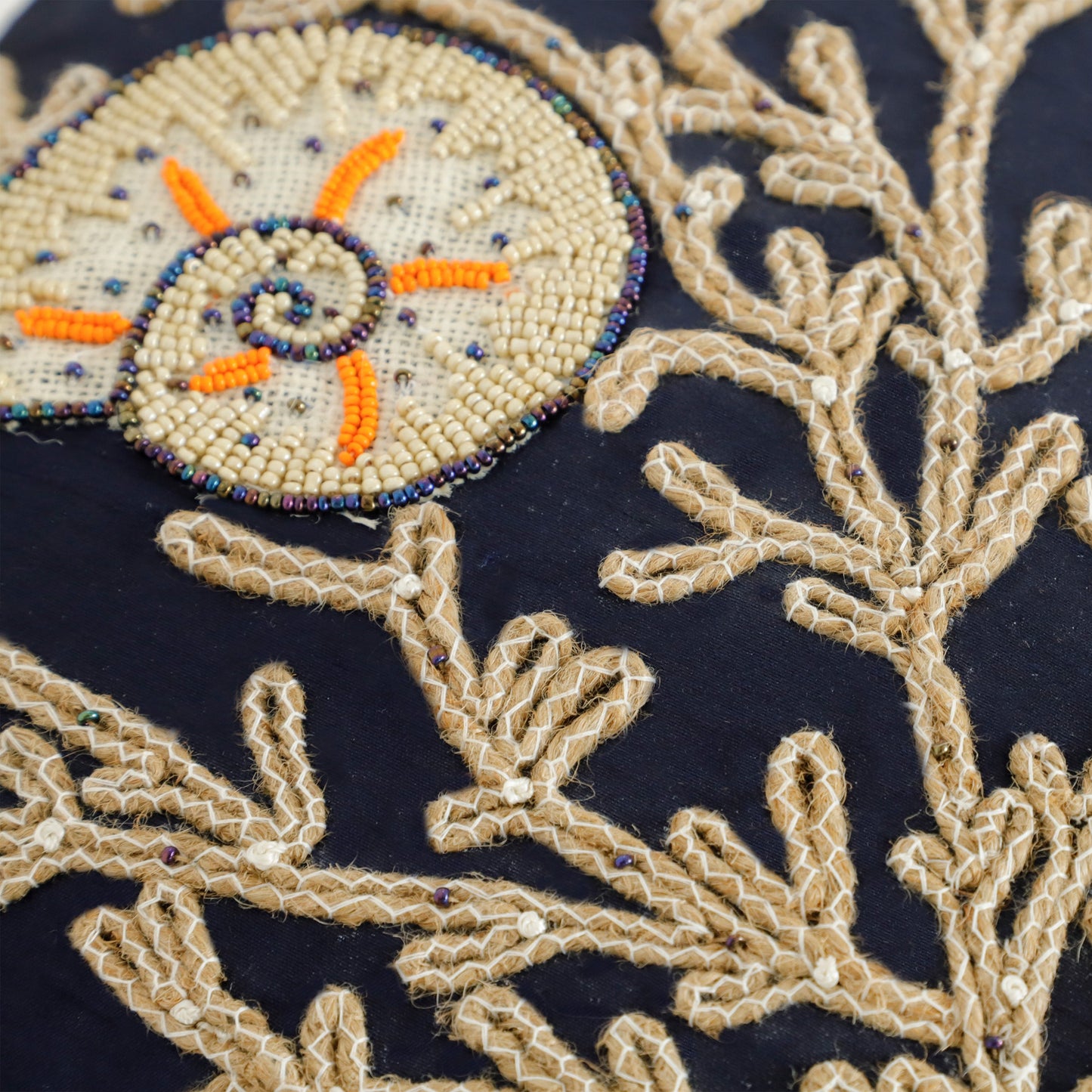 Green Chevron Wool Curtains with Leather Tabs