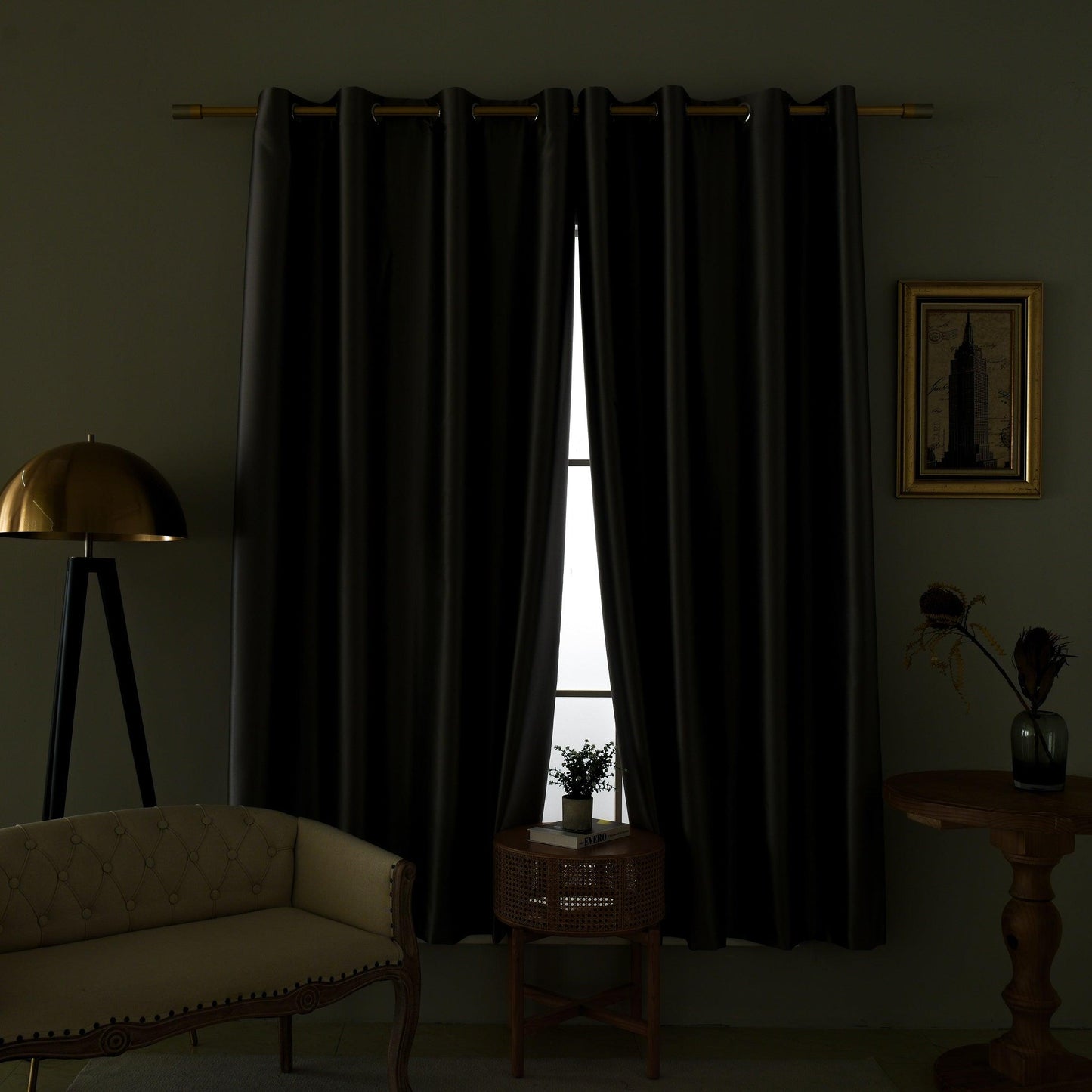 Silk Style 90% Blackout Curtain, Customize Size/Head, 1 Panel