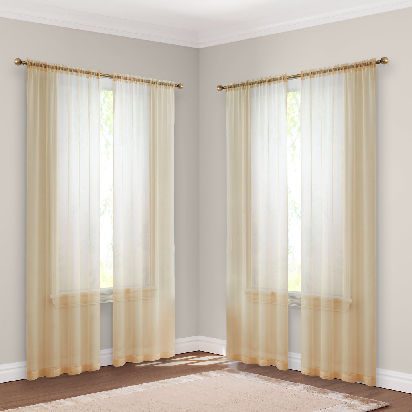 Lucento Sheer Rod Pocket Curtain Panels - 4 Pack