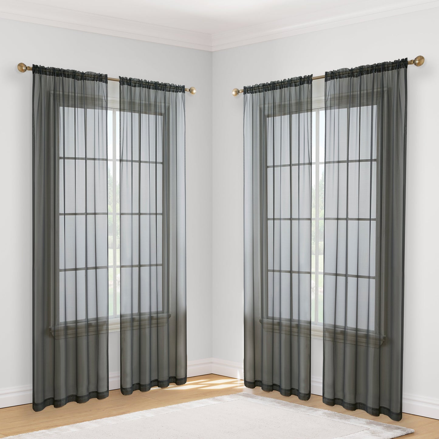 Lucento Sheer Rod Pocket Curtain Panels - 4 Pack