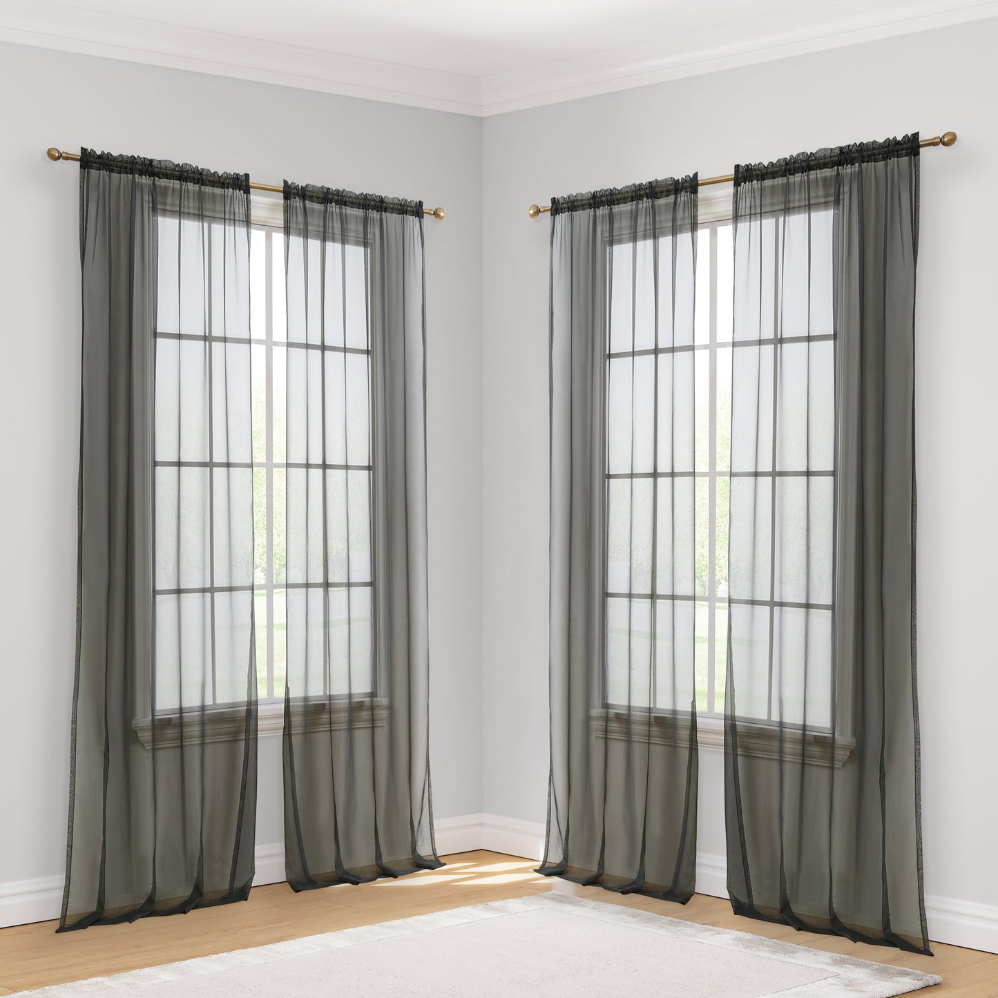 Lucento Sheer Rod Pocket Curtain Panels - 4 Pack