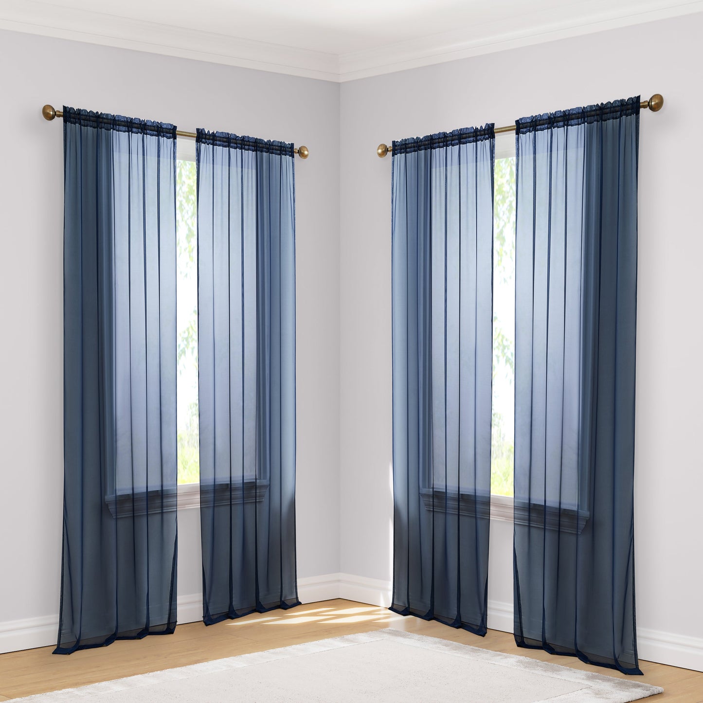 Lucento Sheer Rod Pocket Curtain Panels - 4 Pack