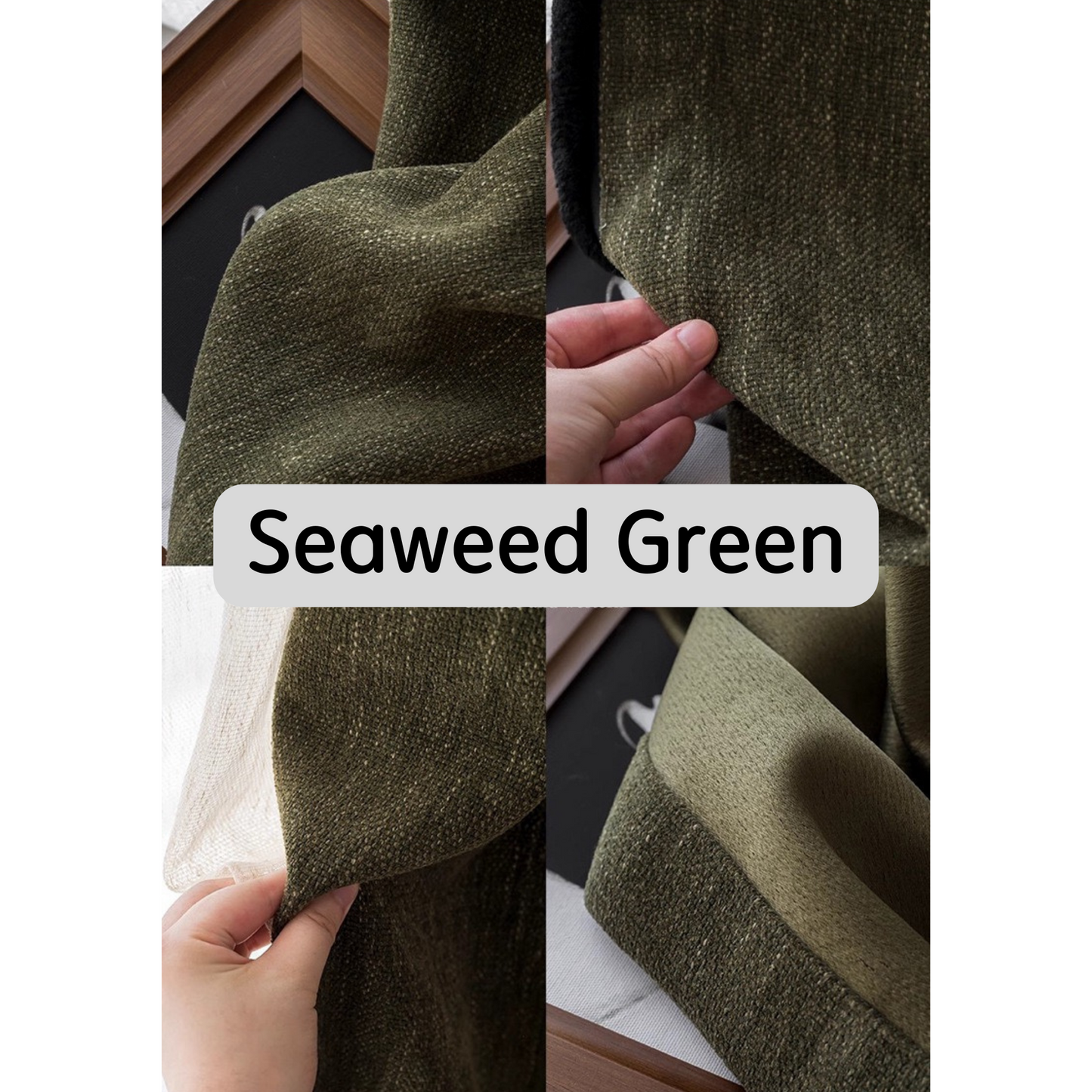 Mid-Century Modern Seaweed Green 80% Blackout Curtain, Customize Size/Head, 1 Panel