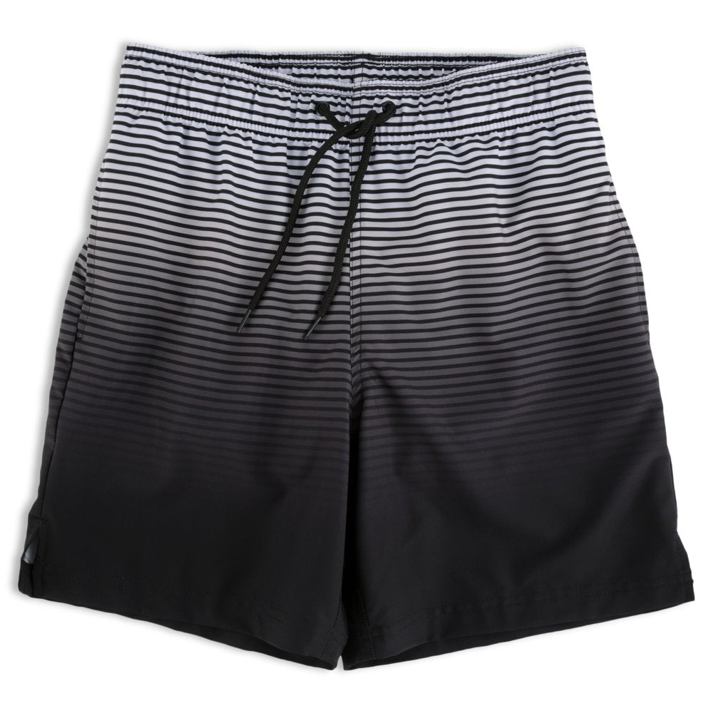 George Men'S and Big Men'S 6" Stripe Black Soot and New Toucan Swim Trunks, 2-Pack, Sizes up to 5XL