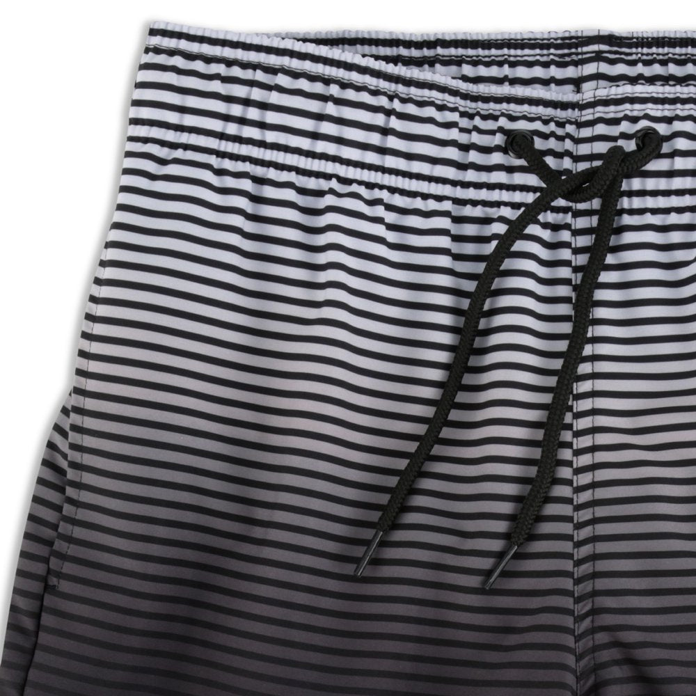 George Men'S and Big Men'S 6" Stripe Black Soot and New Toucan Swim Trunks, 2-Pack, Sizes up to 5XL