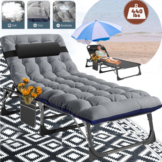 Lilypelle folding cot with mattress,Heavy Duty Sleeping Cots with Carry Bag,Double Layer Oxford Portable Folding Camping Cot for Home ,Office Nap and Outdoor Beach£¬Beach£¬Gray