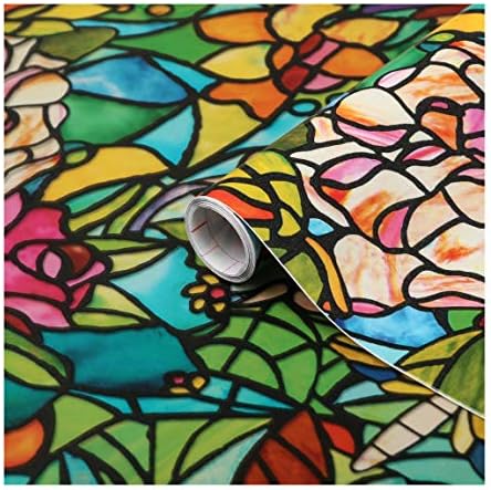 d-c-fix Window Privacy Film Tulia Stained Glass Self-Adhesive Two Way Day and Night Decorative Vinyl Covering for Home Door Bathroom Decal Sticker 17.7" x 78.7"