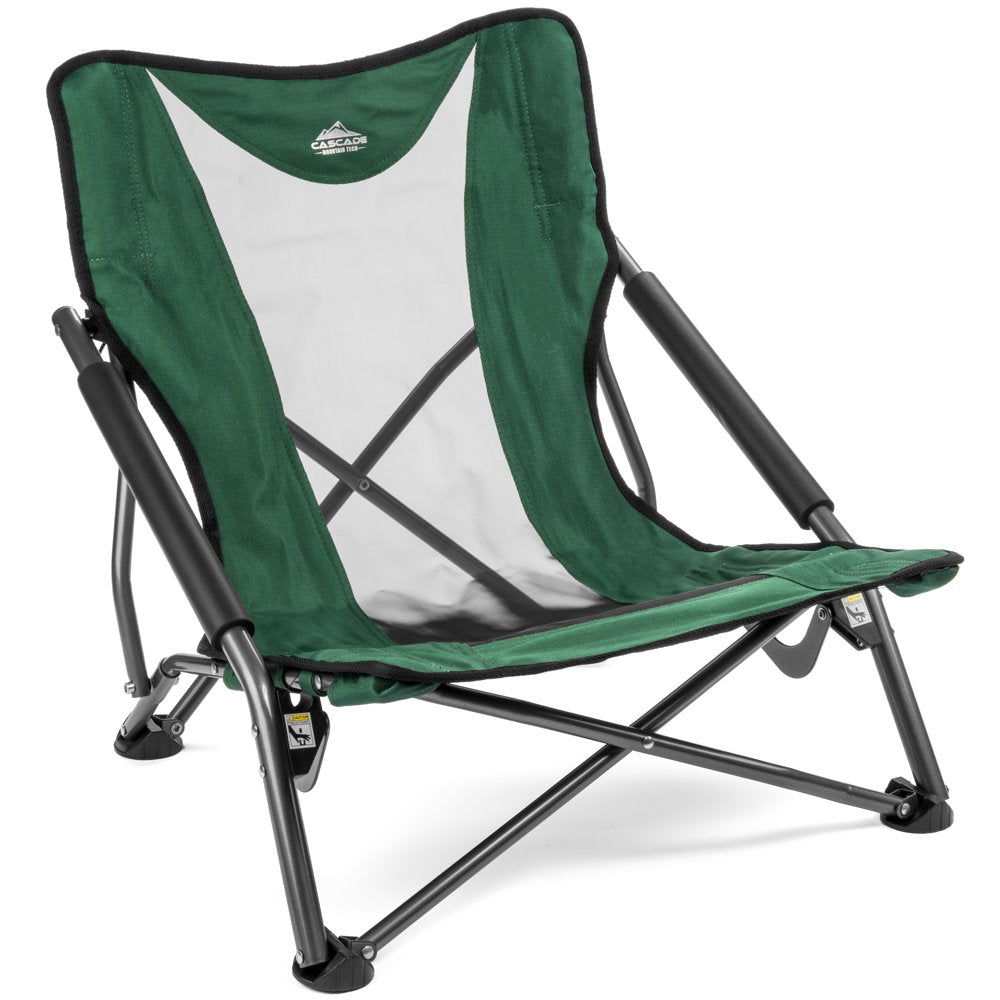 Cascade Mountain Tech Compact Low Profile Outdoor Folding Camp Chair with Carry Case - Black
