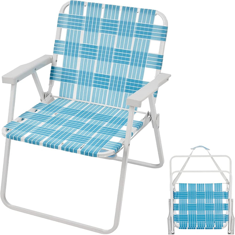 WEJOY Camping Beach Chairs Folding Lawn Chairs Heavy Duty Portable Chairs for Adult 265 LBS Blue
