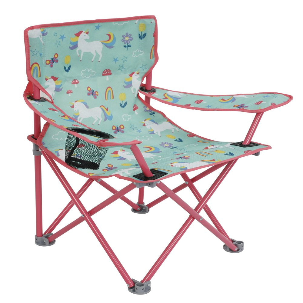 Crckt Kids Folding Camp Chair with Safety Lock (125Lb Capacity) Unicorn Print