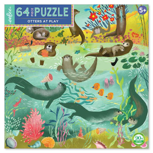 64 Piece Puzzle - Otters at Play