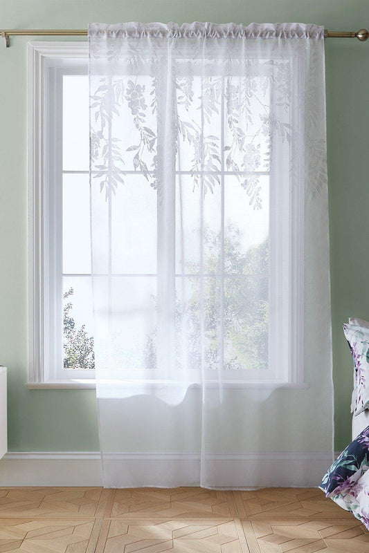 Single Voile 'Wisteria Floral' Panel by Catherine Lansfield