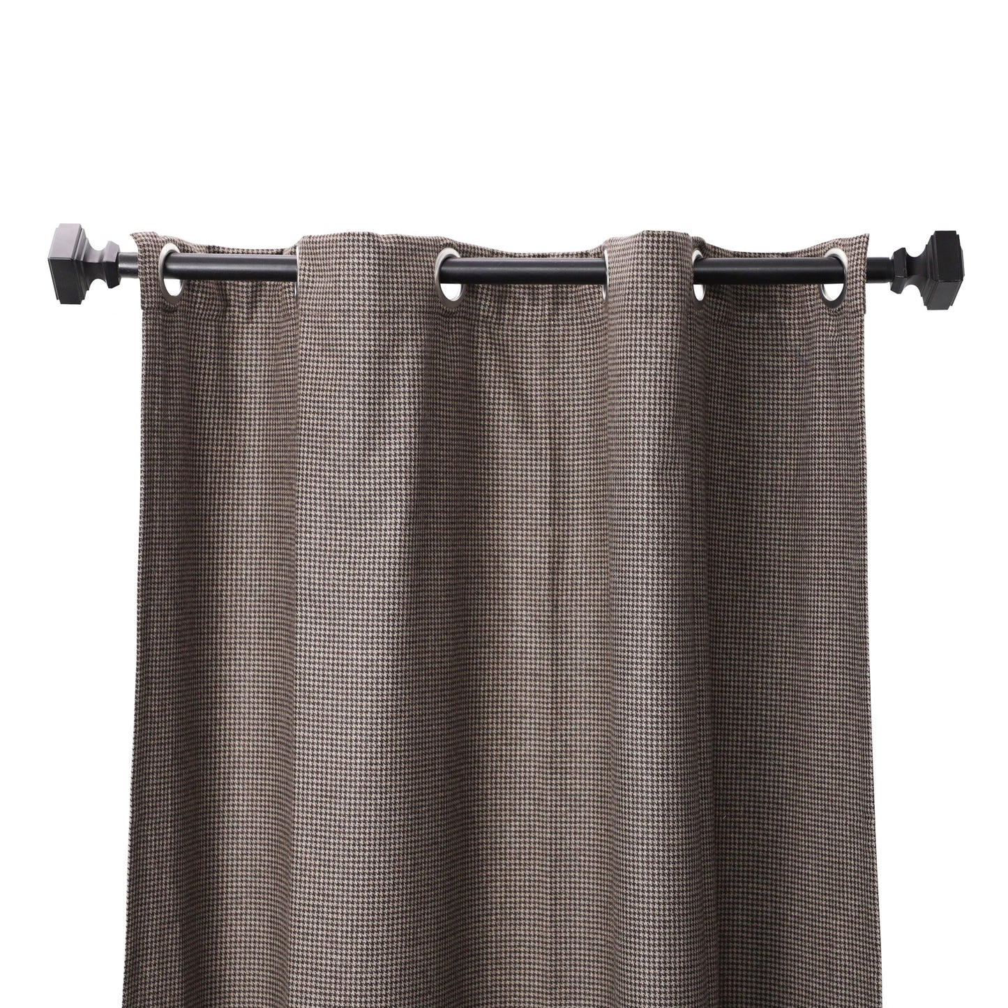 Brown Houndstooth Wool Curtain