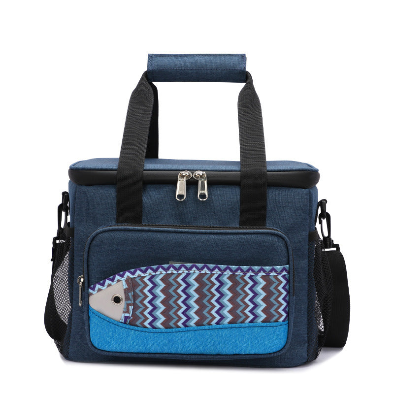 Fish Pattern Cooler Bags Lunch Box Bag EVA Insulation Waterproof Portable Lunch Bag Outdoor Multifunctional Picnic Bag - Blue Force Sports