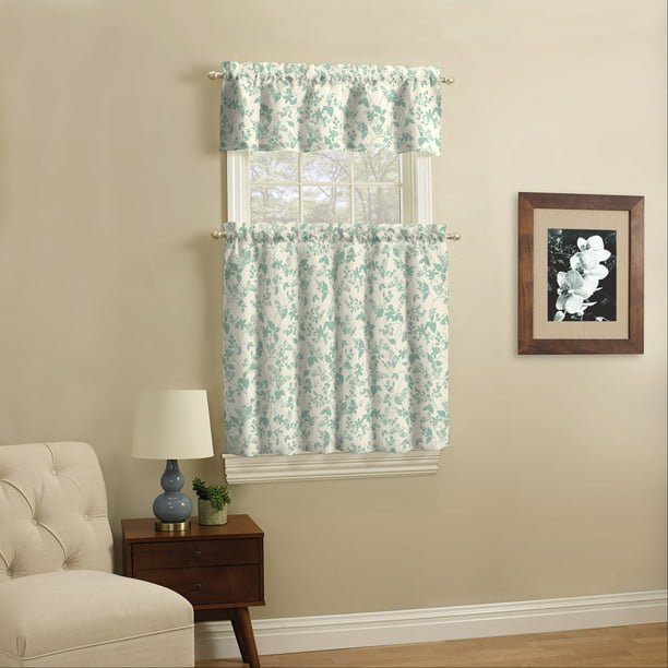 Curtain Tier in Gray 3 Piece Set