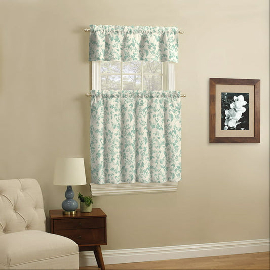 Curtain Tier in Gray 3 Piece Set