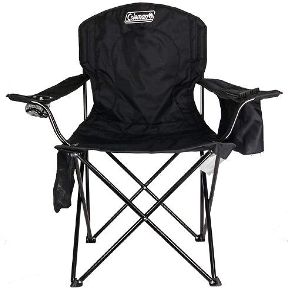 Coleman Adult Camping Chair with Built-In 4-Can Cooler, Blue