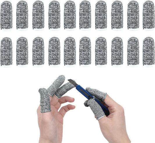 20 pcs Cut Resistant Cots Finger Protection Finger Sleeve Protectors, Glove Life Extender, Anti-Slip Finger Cots Anti-Cut Fingertips Thumb Guards for Work, Handicrafts, Kitchen, Sculpture Supplies