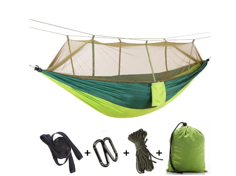 Outdoor Parachute Cloth Hammock Couble with Mosquito Net Light Portable Army Green Insect-proof Camping Aerial Tent - Blue Force Sports
