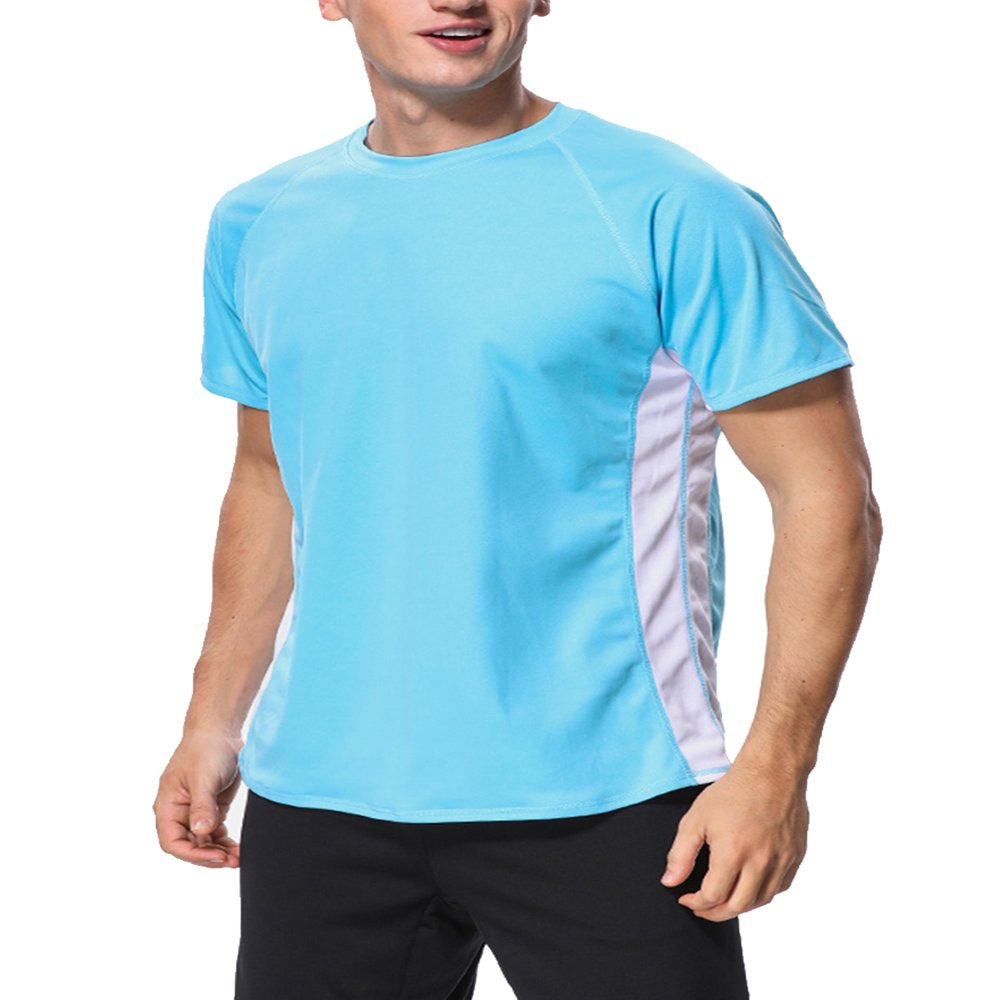 Charmo Men'S Rash Guard Short Sleeve Swim Shirts Sportwear Loose Fit UPF 50+